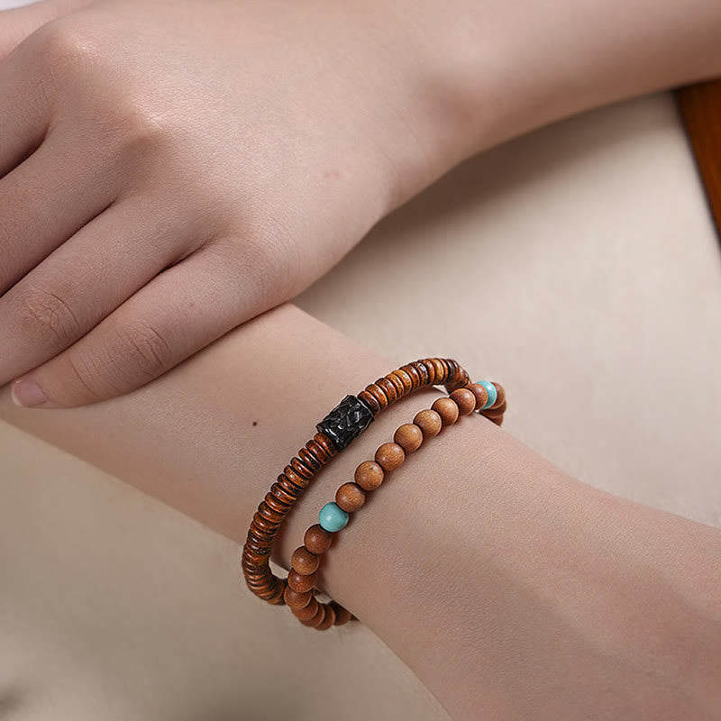 Armband Sandelholz Türkis – Schutz elastisch am Handgelenk getragen