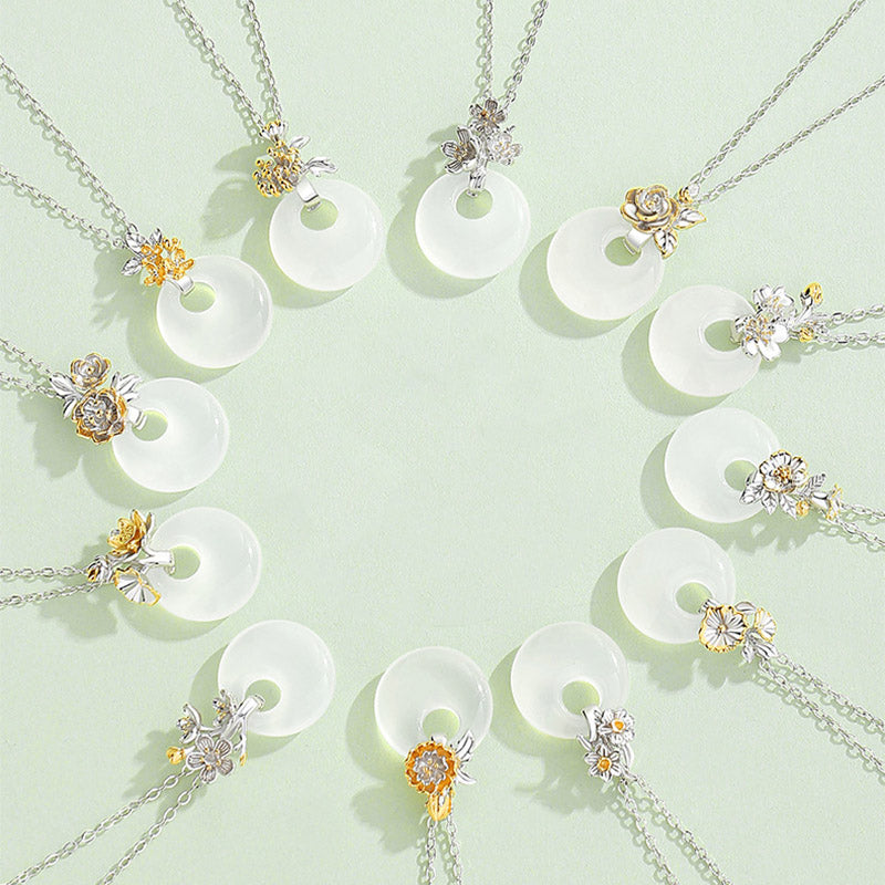 Kette Chalcedon Harmonie Blüten Anhänger Schmuck