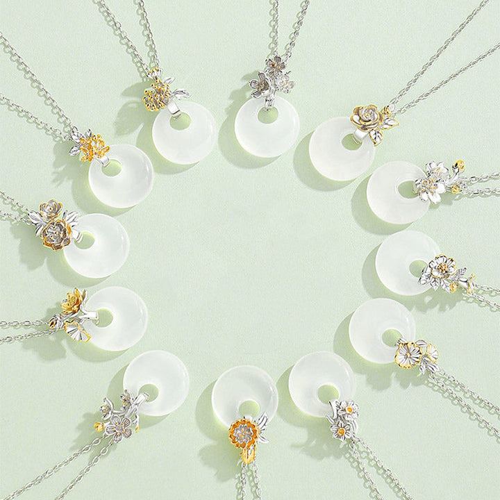 Kette Chalcedon Harmonie Blüten Anhänger Schmuck