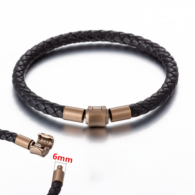 Geflochtenes schwarzes Lederarmband mit Magnetverschluss Vintage Stil