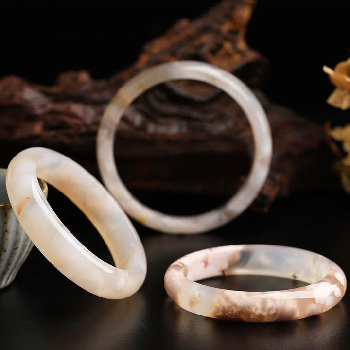 Armband Achat – Frieden Naturstein weiß elegant Schmuck drei Ringe