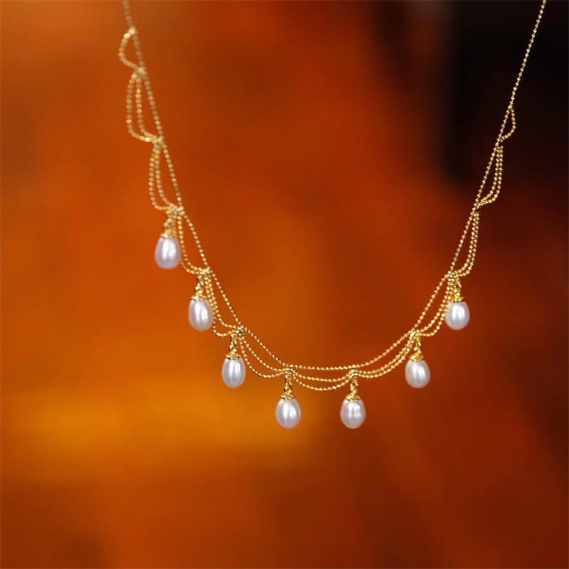 Kette Perle Vergoldet Elegant – Vintage