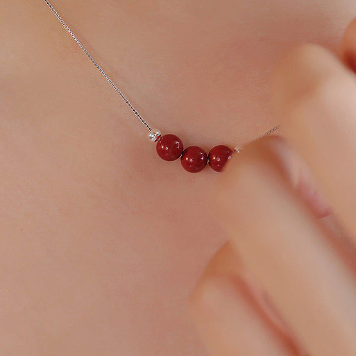 Zinnober Anhänger Sterlingsilber Kette rot Perlen