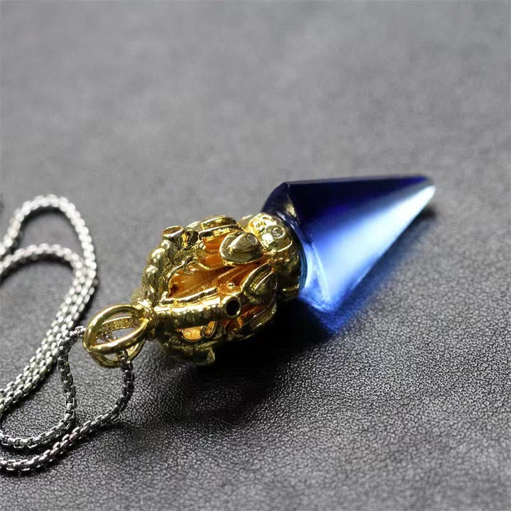 Kette Liuli-Kristall Vajra Lotus Tibet Stärke blau gold