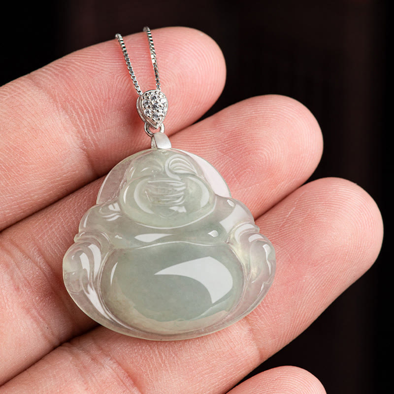Anhänger Kette Jade Lachender Buddha – Wohlstand