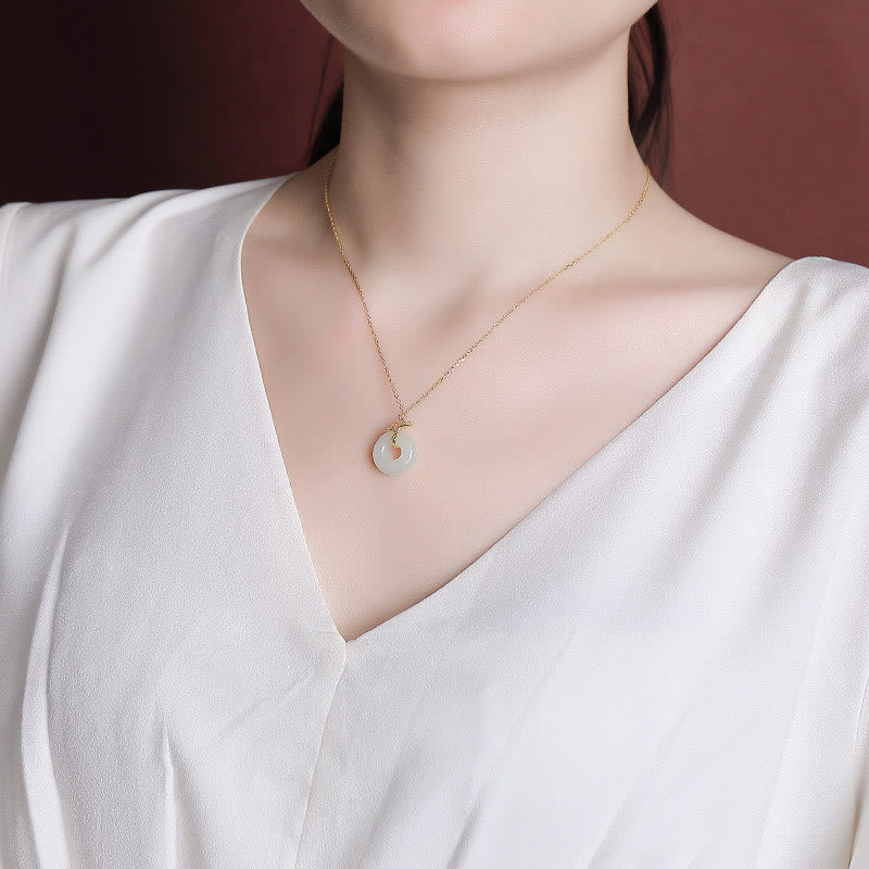 Kette Hetian-Jade Ginkgo Natur – Glück