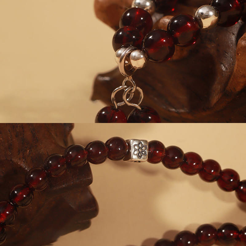 Granat Armband 925 Silber mit roten Steinen elegant getragen