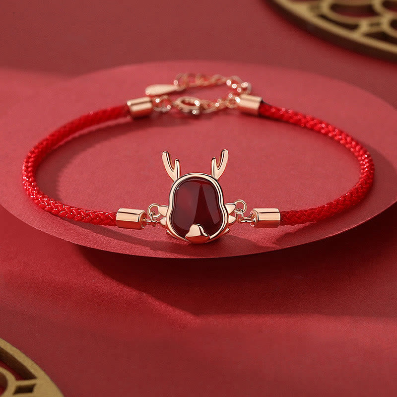Rotagat Armband rot Geweih Glücksbringer gold