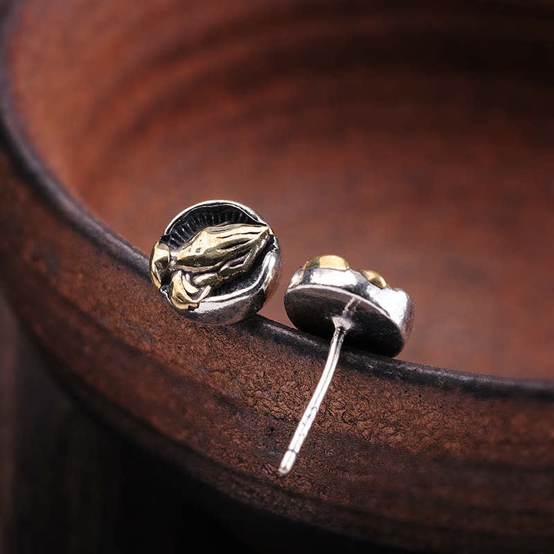 Namaste Ohrringe Sterlingsilber Boho spiritueller Schmuck Ohrstecker betende Hände