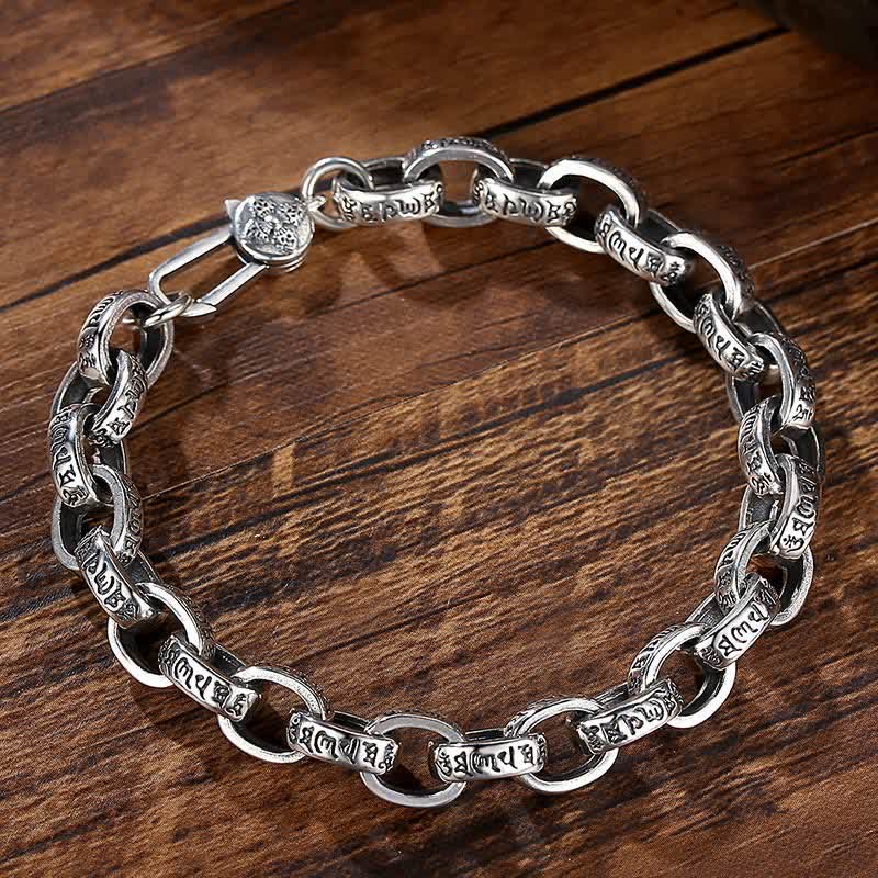 Armband 925 Silber Om Mani Padme Hum Frieden Harmonie Holz Untergrund