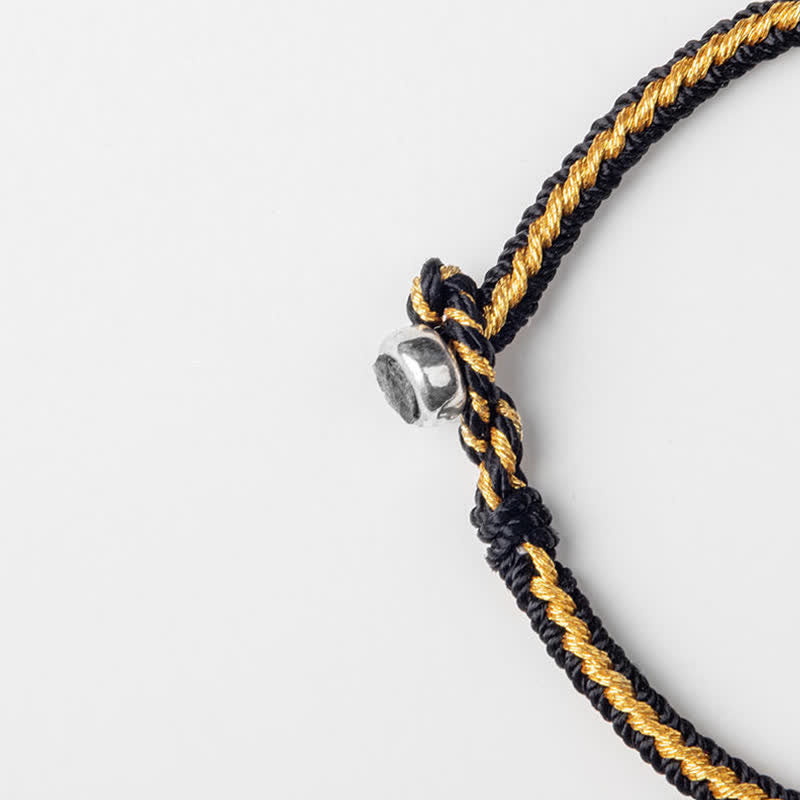 Armband – Schutz & Glück schwarz gold Seil Knoten Verschluss Detail