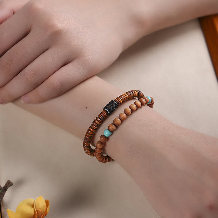 Armband Sandelholz Türkis – Schutz elastisch am Handgelenk getragen Naturstein