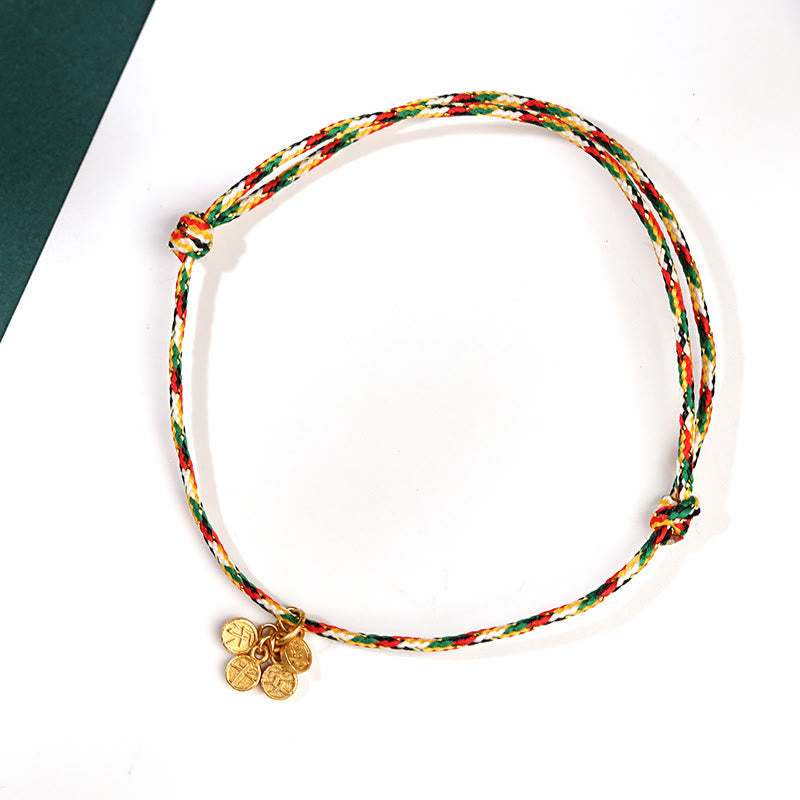 Armband Fu-Zeichen Glück Frieden Energie bunte Kordel goldene Charms