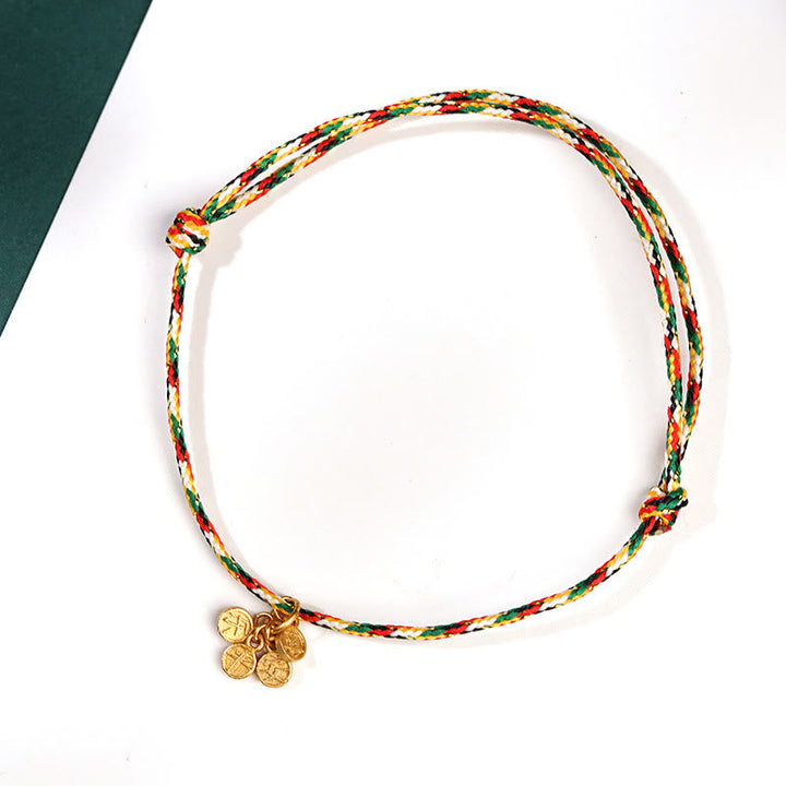 Armband Fu-Zeichen Glück Frieden Energie bunte Kordel goldene Charms