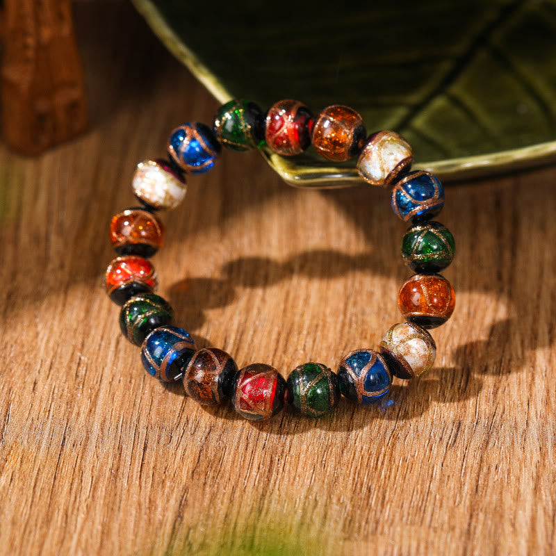 Armband Classic – Glück & Wohlstand mit bunten Perlen und Golddetails.