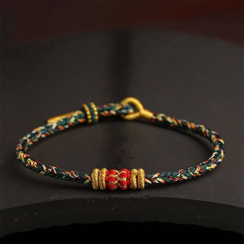 Armband bunt geflochten Knoten – Glück golden Perlen Seidenschnur elegant