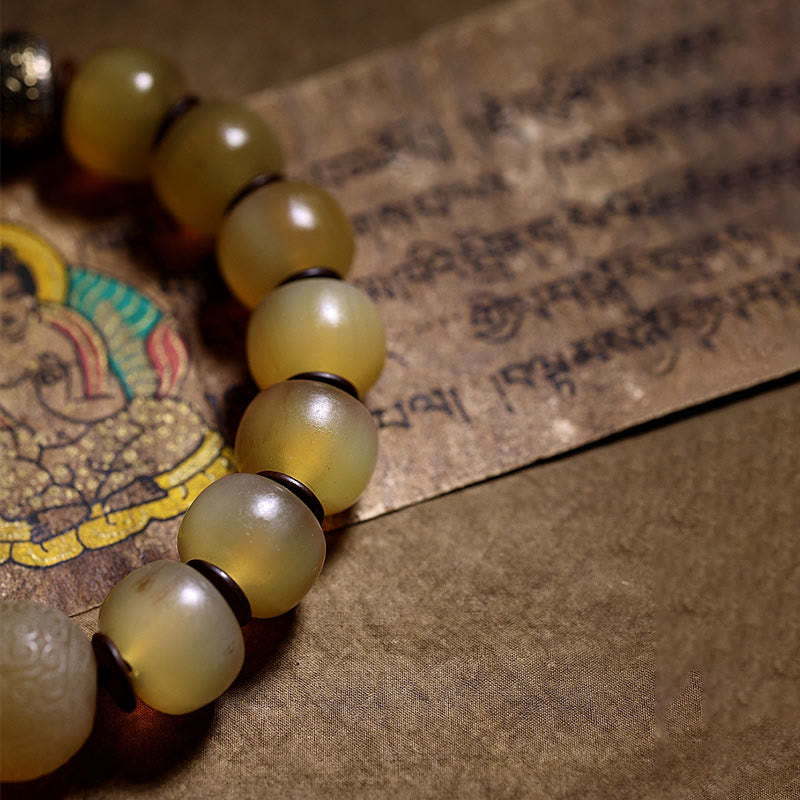 Gelbes Jade Armband Om Mani Padme Hum – Segen Perlen Schnur