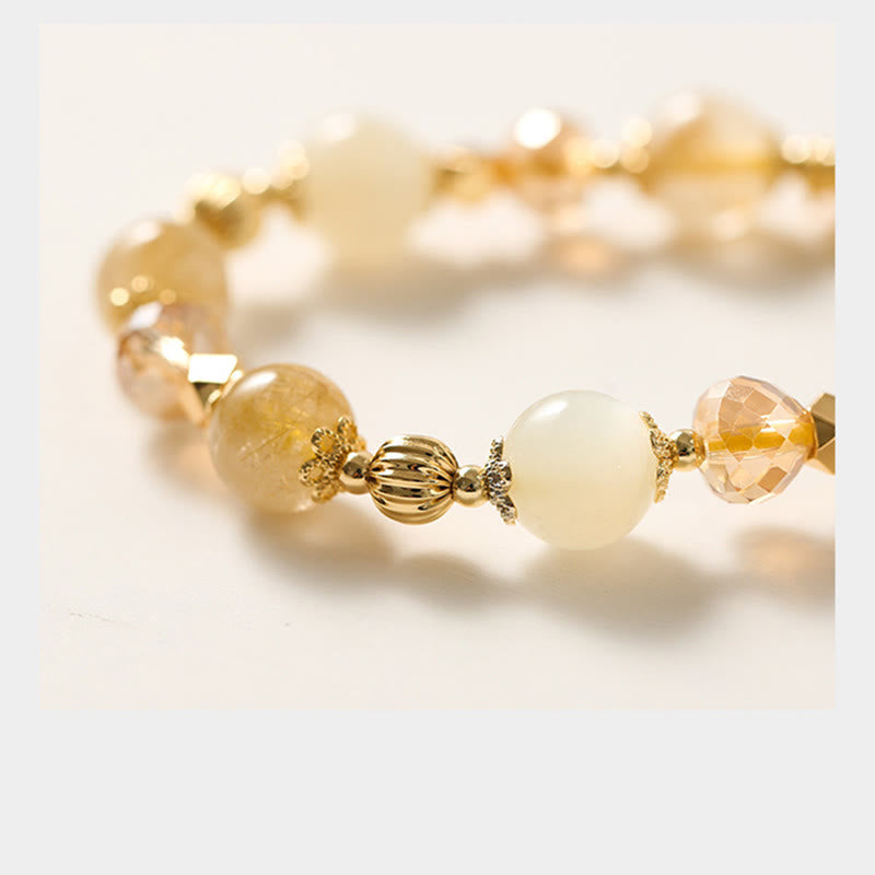 Armband – Glück & Wohlstand & Segen mit Citrin und weißen Steinen elegant