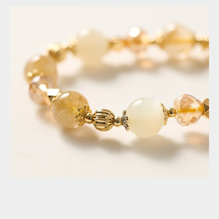 Armband – Glück & Wohlstand & Segen mit Citrin und weißen Steinen elegant