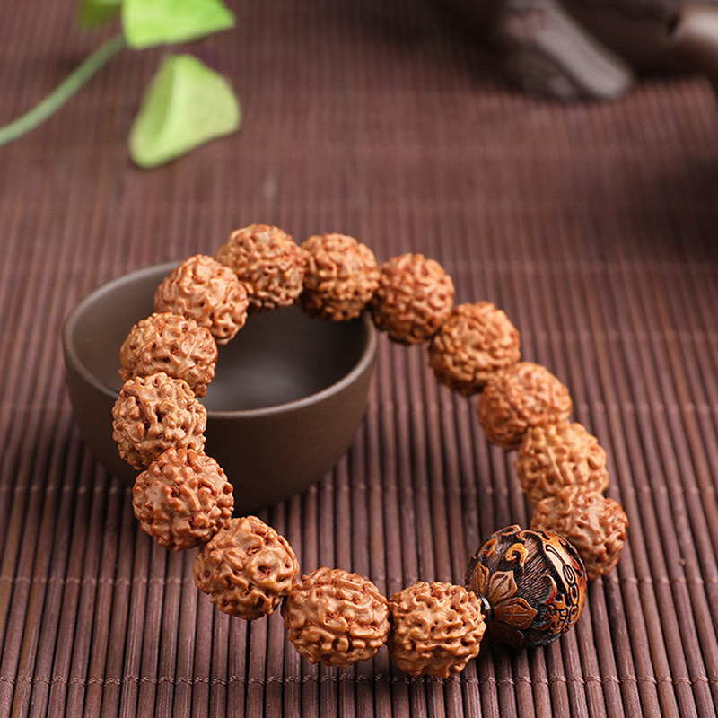 Armband Kupfer Bodhi Pixiu mit strukturiertem braunem Naturstein elegant.