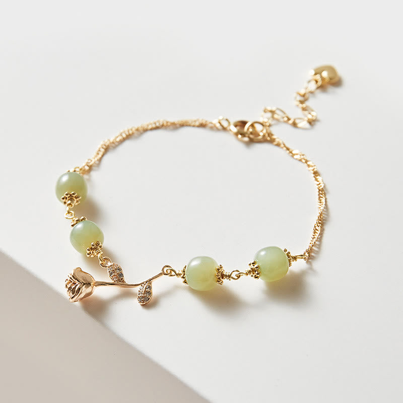 Armband Jade – Glück & Stärke grüne Perlen Goldverzierung elegant