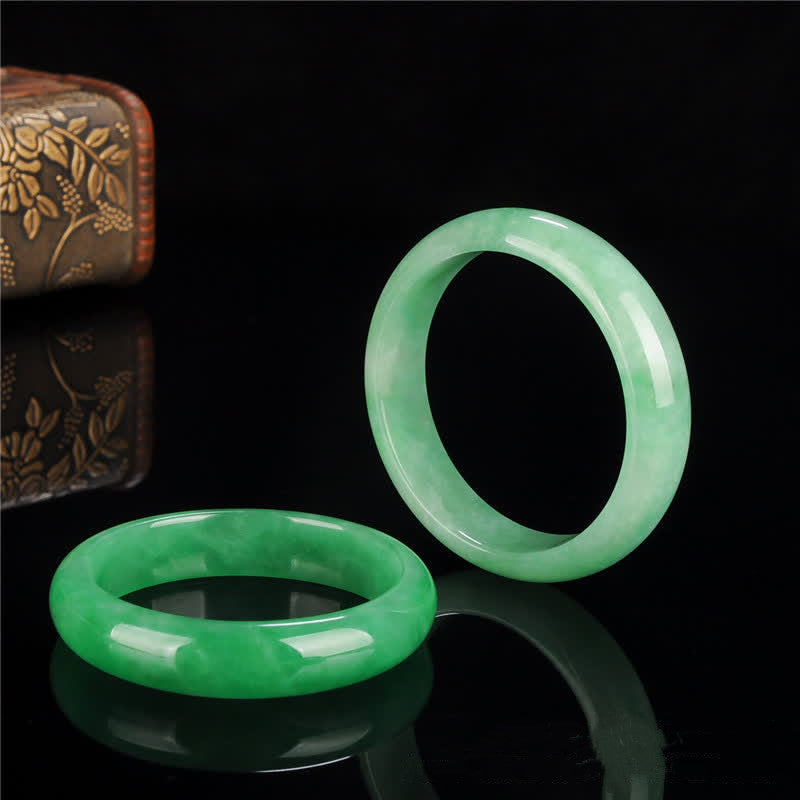 Zwei grüne Jade Armbänder mit Holzbox Schutz Heilung Armband.