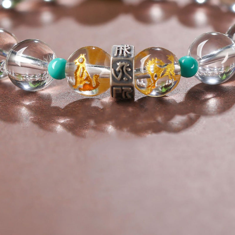 Armband 925 Silber Weißer Kristall Chinesisches Tierkreis – Heilung