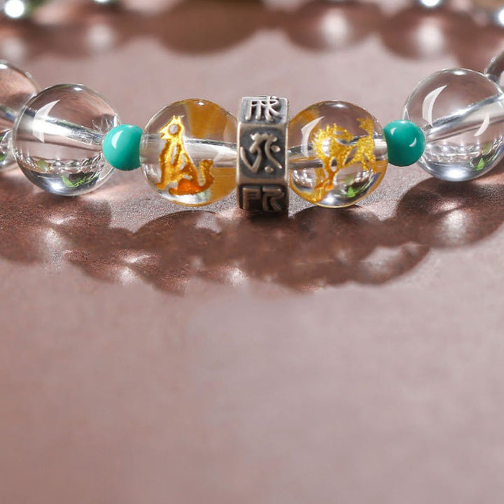 Armband 925 Silber Weißer Kristall Chinesisches Tierkreis – Heilung