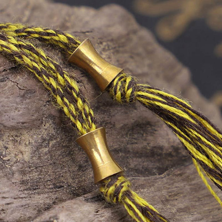 Tibetan Armband Gold Sechs Wahre Worte Wohlstand gelb geflochten.