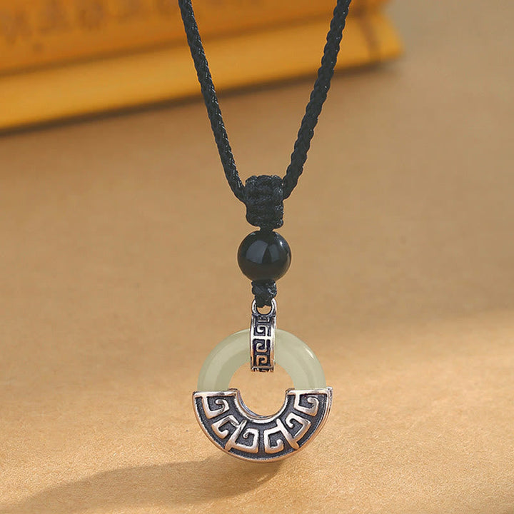 Schwarze Obsidian Anhänger Jade Friedensschnalle Wohlstand