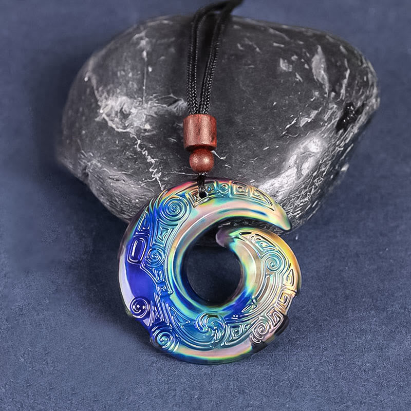 Liuli Kristall Farbwechsel Anhänger Blau Glück Edelstein Naturstein Schnur