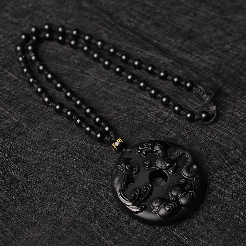 Anhänger Kette Obsidian Drachen Phönix – Schutz