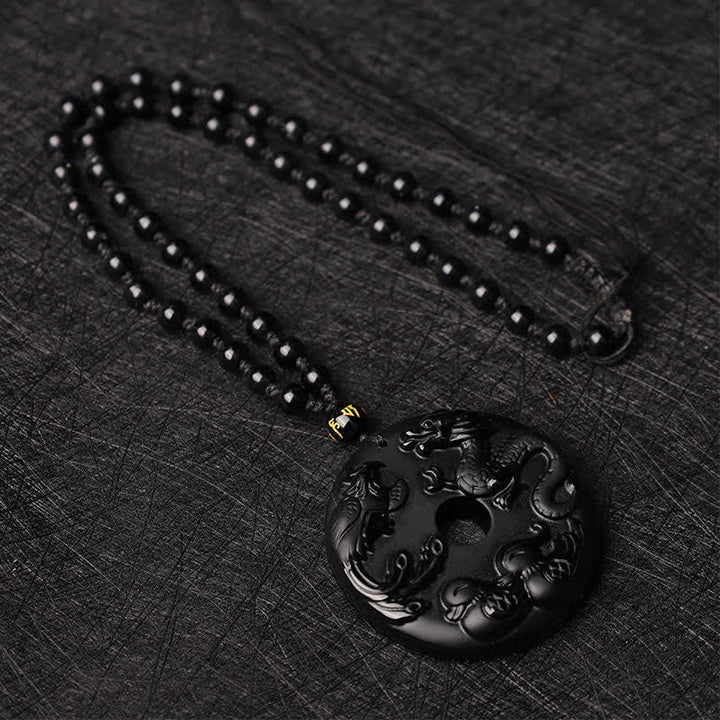 Anhänger Kette Obsidian Drachen Phönix – Schutz