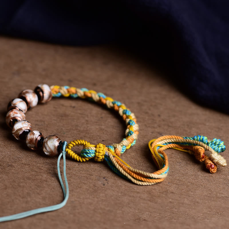 Armband Bunt Liuli Glas Perle – Glück mit Seilknoten Verschluss