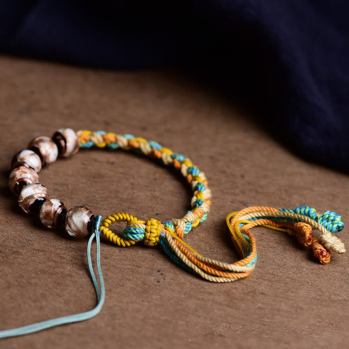 Armband Bunt Liuli Glas Perle – Glück mit Seilknoten Verschluss