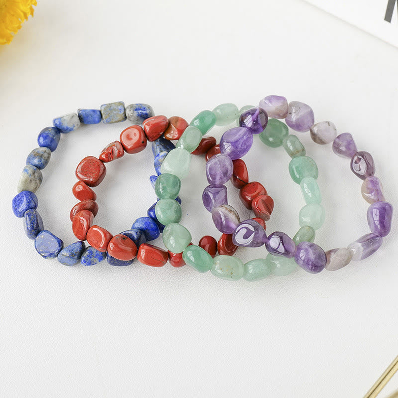 Bunte Kristall Armbänder mit Lapis, Roter Jaspis, Grüner Aventurin, Amethyst Armband Kristall.