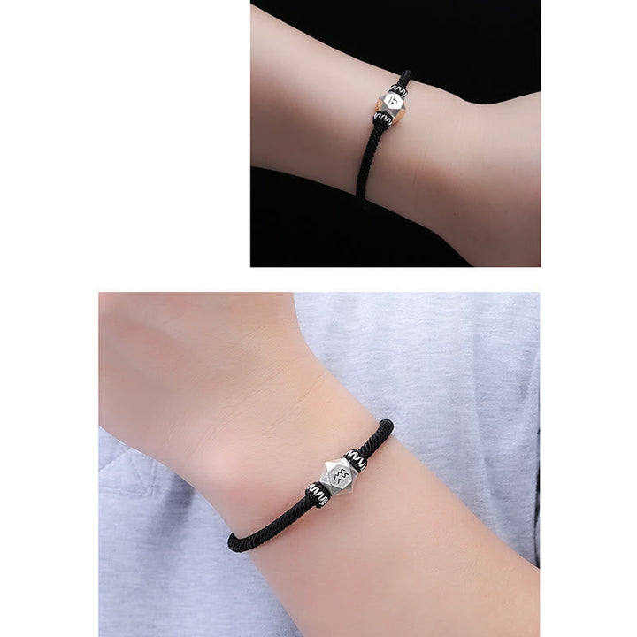Schwarzes Armband 925 Silber – Schutz & Energie elastisch getragen
