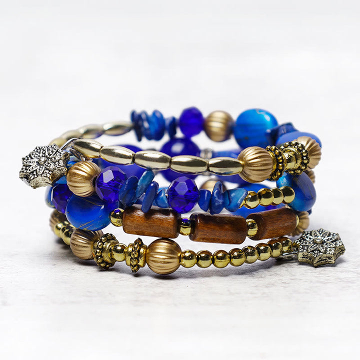 Armband Türkis Achat Segen blau gold Perlen Flachansicht Schmuck