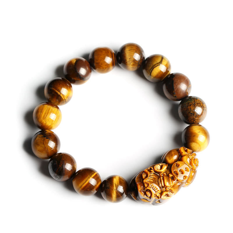 Armband Tigerauge – Wohlstand goldbraun glänzende Perlen Naturstein Schmuck