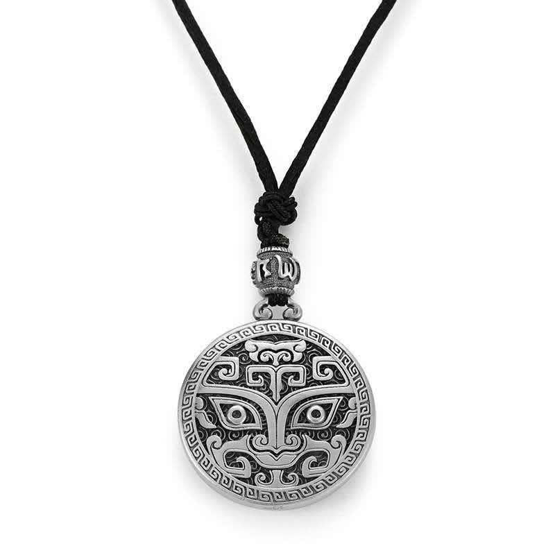 Anhänger Kette Silber Taotie Maske Glück