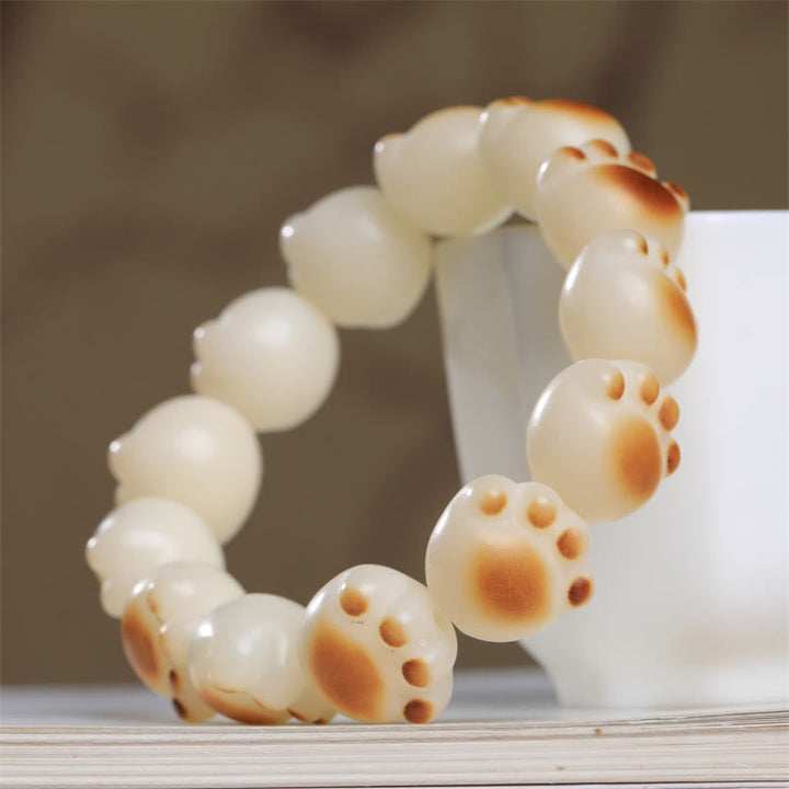 Armband Bodhi Katze – Frieden mit braunen Pfotenmuster Perlen.
