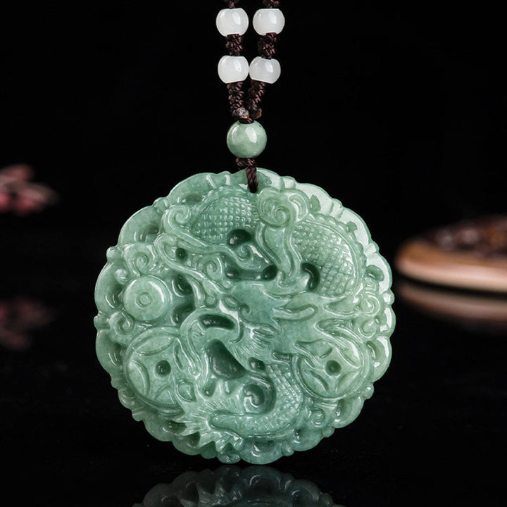 Kette Jade Drachen – Wohlstand & Glück – Bild 6 – Kette Jade Drachen grüner Naturstein Anhänger Wohlstand Glück Amulett