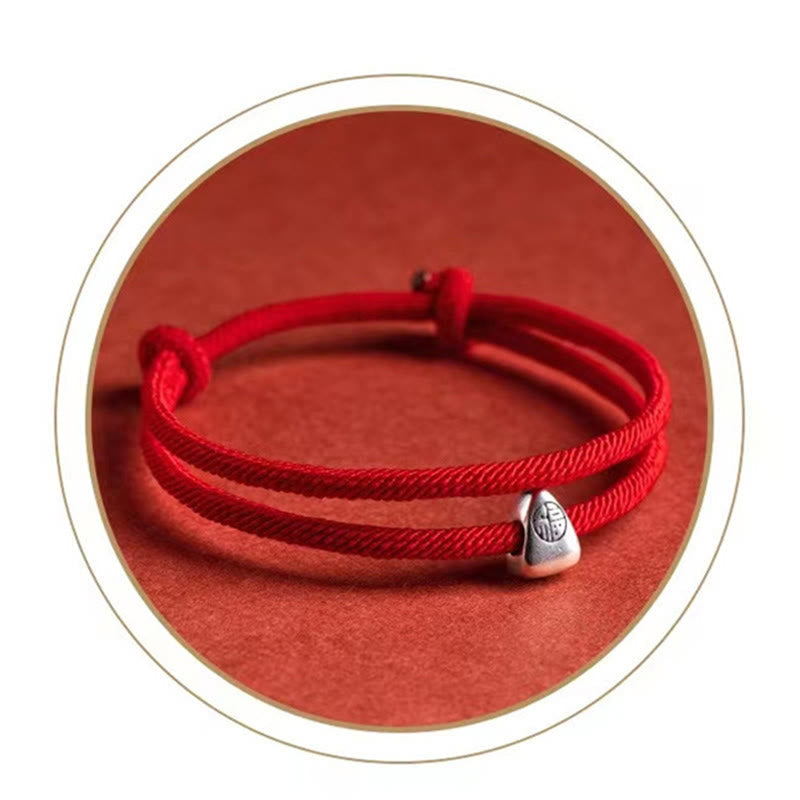 Armband 925 Silber Fu Zeichen Segen Handgemacht Geflochten