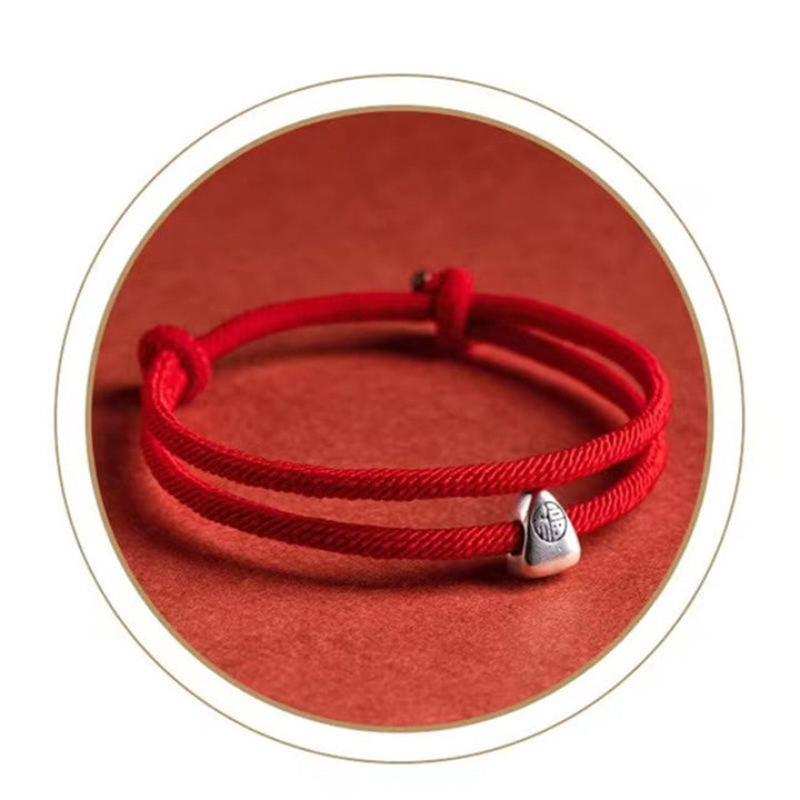 Armband 925 Silber Fu Zeichen Segen Handgemacht Geflochten