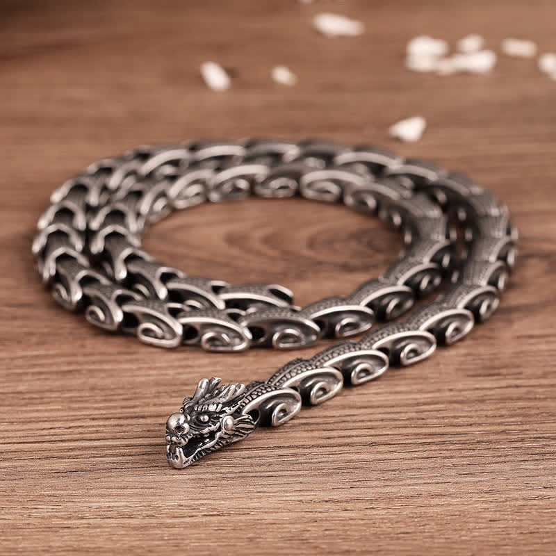 Anhänger Kette Titanium Drachen Schutz Silber