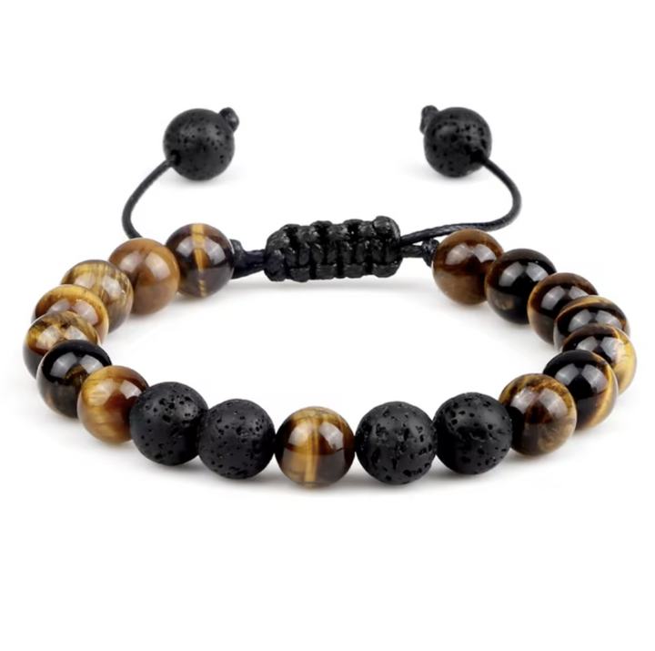 Armband Tigerauge Lavastein