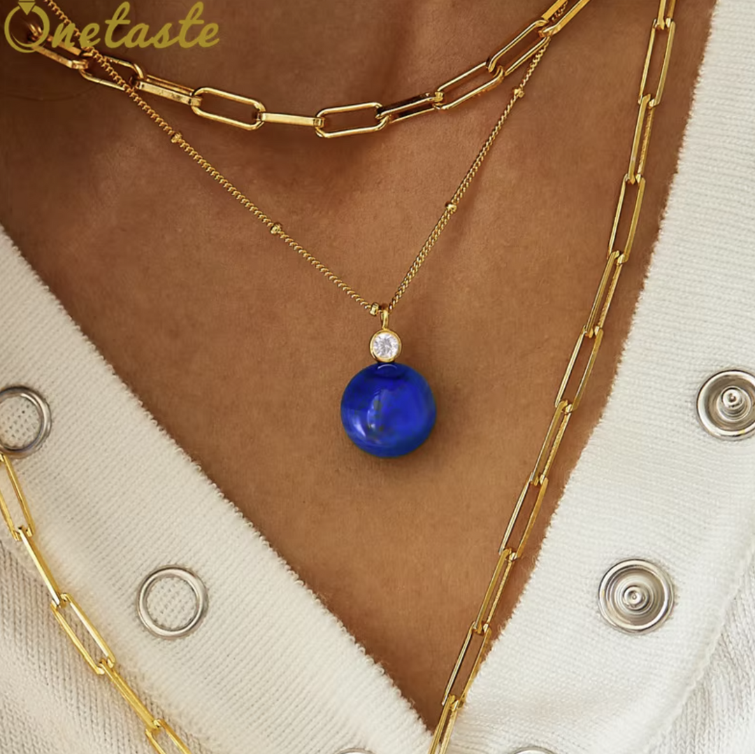 Kette Minimalistisch Lapislazuli Malachit