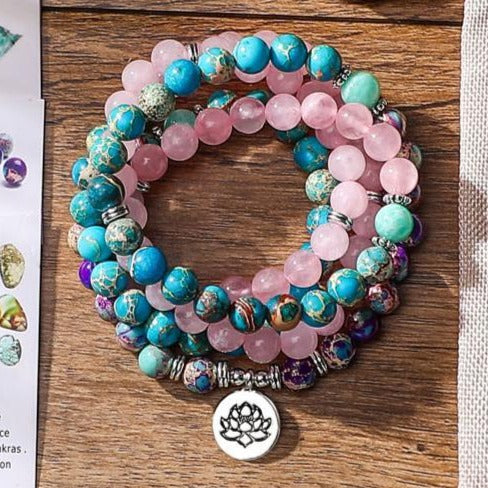 Mala Naturstein Lotus Rosenquarz Amazonit Türkis