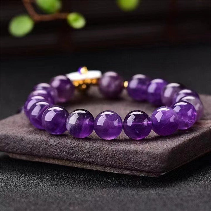 Armband Amethyst Kristall – Heilung lila Perlen elastisch Naturstein