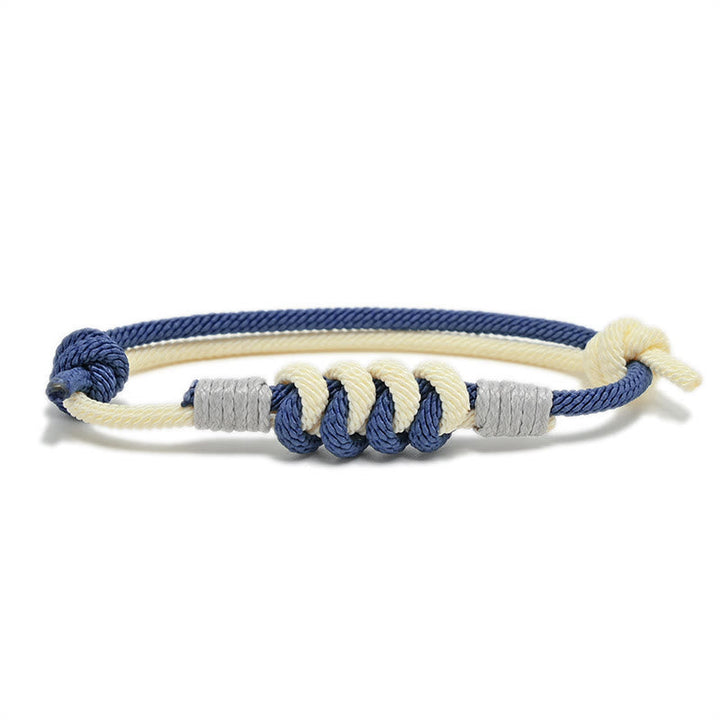 Armband Geflochten Knoten – Stärke blau weiß grau Seil elastisch Knoten